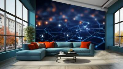 Network connection of points and lines. Data technology digital background. 3D render Wall mural