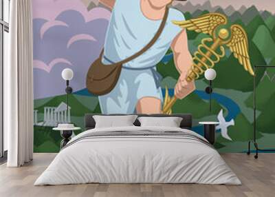 Hermes / Greek god Hermes carrying message to Zeus. Wall mural