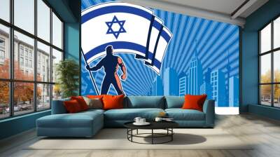 Israel Flag Bearer Poster Wall mural