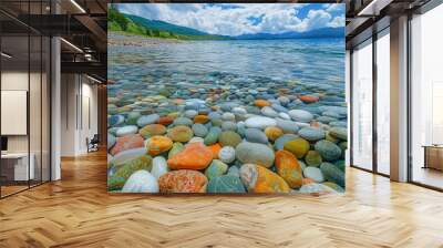 The sea and beautiful colored rocks Wall mural