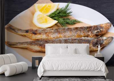 Mackerel grilled, served with lemon and dill Wall mural