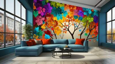 autumn leaves background Wall mural