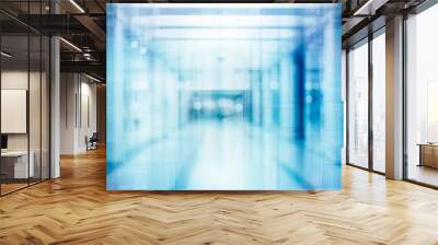 abstract defocused blurred technology space background, empty business corridor or shopping mall. Medical and hospital corridor defocused background with modern laboratory (clinic) Wall mural