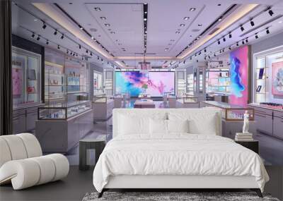  LED TV Screen at Front of Fashion Bags Store Wall mural