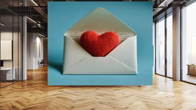 A love letter inside an envelope with a red heart Wall mural