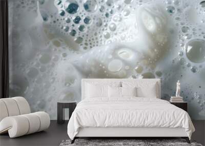 Abstract white soap foam bubbles texture background Wall mural