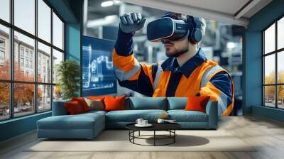 Engineer using virtual reality in modern manufacturing    Wall mural