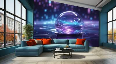 glass sphere with swirling blue and purple light inside,  Wall mural