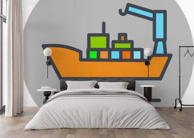 Cargo Ship II Vector Icon Wall mural