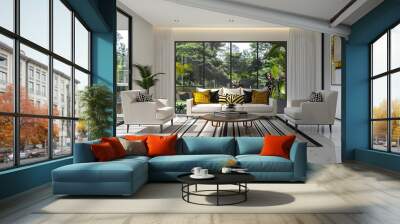 Luxurious modern home interior of a lounge room with a sofa and armchairs Wall mural