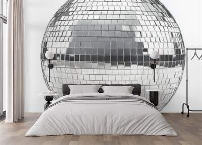 Shiny silver disco ball isolated on white Wall mural