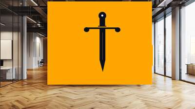 T sword vector logo for any brand with black sword and yellow background Wall mural