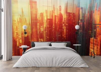 Virtual city in abstract materials   Wall mural