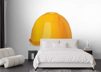 yellow hard labor helmet isolated on white Wall mural