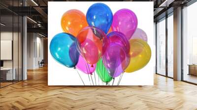 Balloons party happy birthday decoration multicolored translucent. Joy fun abstract. Holiday anniversaryisolated on solid white background. Wall mural