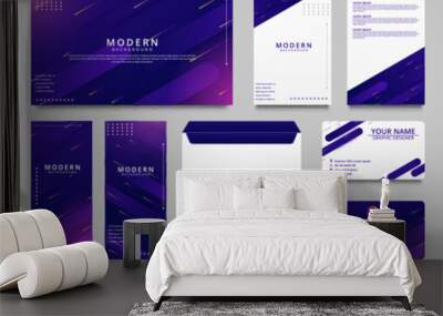 Blue geometric corporate identity design template Wall mural