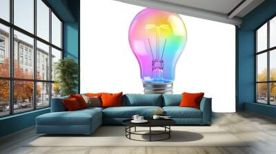 Colorful light bulbs isolated on transparent background Wall mural