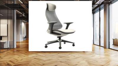 Ergonomic office chair set isolated on transparent background with adjustable features Wall mural