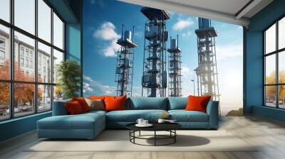 Exhibiting a sleek and modern design, the 5G network towers stand out Wall mural