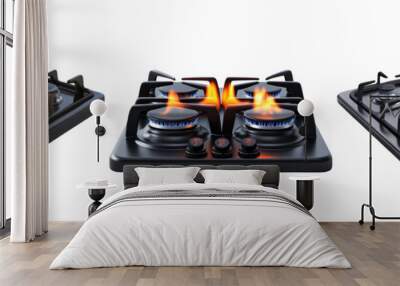 Gas stove burner set isolated on transparent background Wall mural