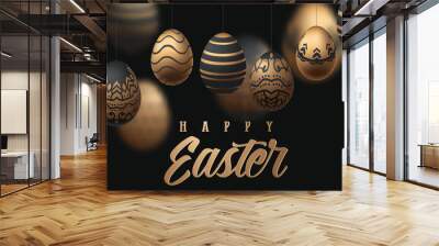 Happy Easter background with realistic Easter eggs. Easter card. Vector illustration Wall mural