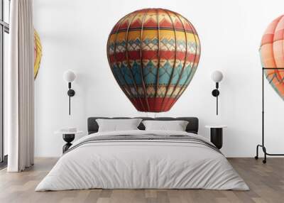 Hot air balloon set isolated on transparent background Wall mural