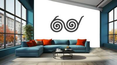 Logo is a vintage optic with two spiral wheels. Colors and flat lines. Wall mural