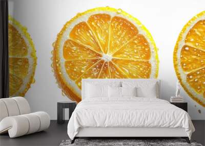 Orange slice set isolated on transparent background ideal for food and drink themed designs and concepts with citrus appeal Wall mural