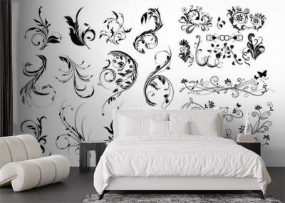 Floral swirl decorative ornament set vector Wall mural