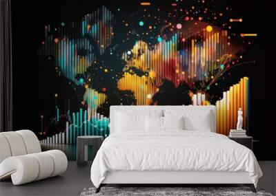 World business analysis big data sciences and economic growth with financial graph. Generative AI Wall mural