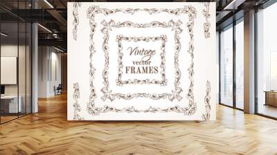 Vector set of vintage sepia frames. Wall mural