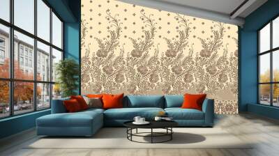 Seamless traditional indian paisley border Wall mural