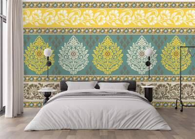 Vintage vector floral border design Wall mural