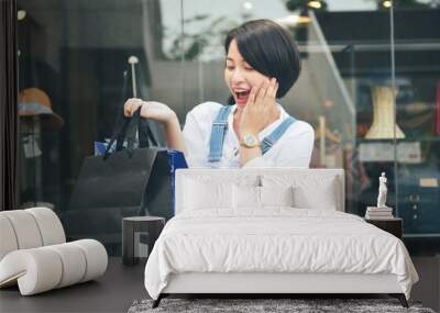 woman shopping in mall Wall mural