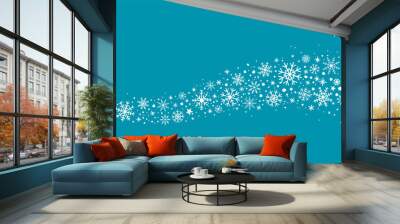 blue winter background with hand drawn snowflakes silhouette Wall mural