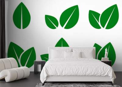 green leaf eco icons set Wall mural