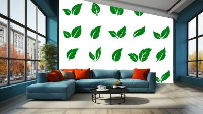 green leaf icons set Wall mural