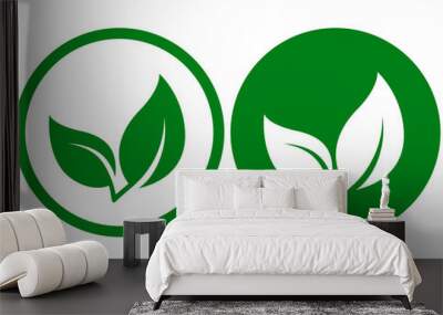 icon with green leaf Wall mural