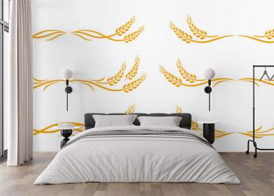 wheat spikes set icon with design elements Wall mural