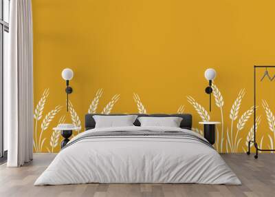 yellow wheat, oat, rye seamless food stripe with stalks Wall mural