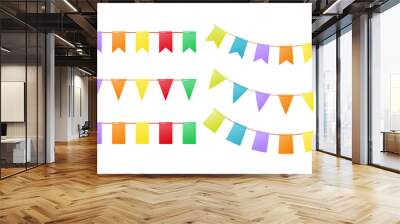 A set of colored flags for the design of the holidays. Garland with colorful flags. Vector illustration. Wall mural