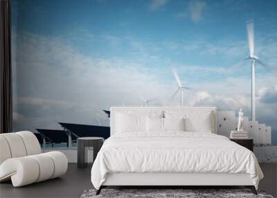 Photorealistic futuristic concept of renewable energy storage. Wall mural