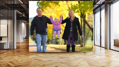 Happy family having fun outdoors Wall mural