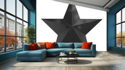 Black silver christmas star isolated on white background. Wall mural