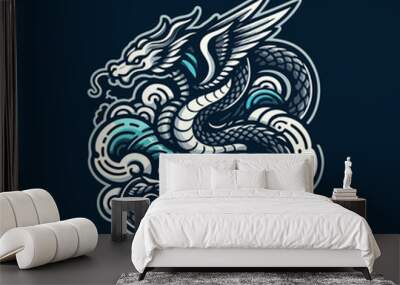 dragon, snake, pattern, animal design vector illustration Wall mural