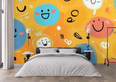 smile doodle pattern background wallpapper Wall mural