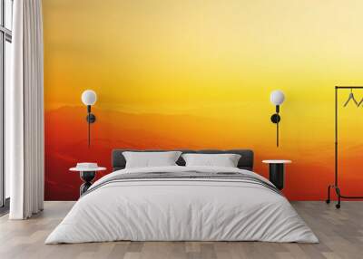 Warm, hazy sunset over a mountain range. Wall mural