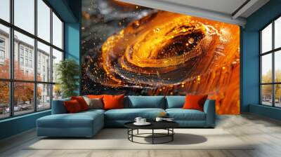 water drops on orange background Wall mural