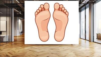 Foot soles illustration. Bare feet vector isolated on white background. Botom foot vector Wall mural