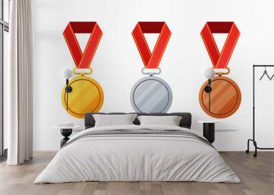 Gold, silver and bronze medals vector isolated on white background. Wall mural